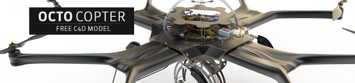 Free C4D Octocopter Model 3D