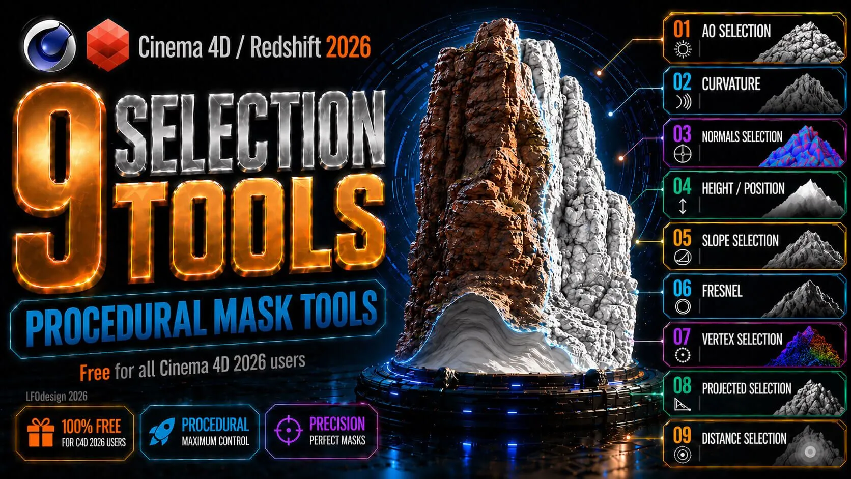 Free Cinema 4D + Redshift Mask Selection Tool Pack - The Pixel Lab