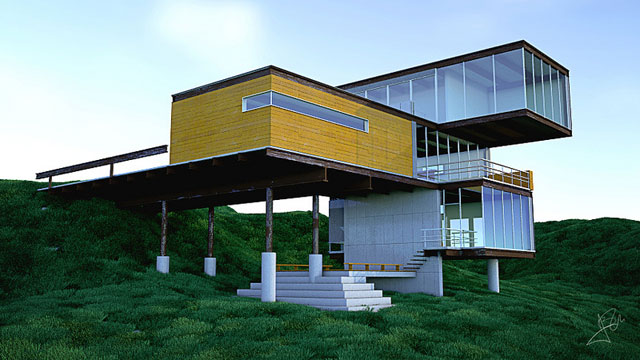 Free C4D Model Modern  Architecture  Building  The Pixel Lab