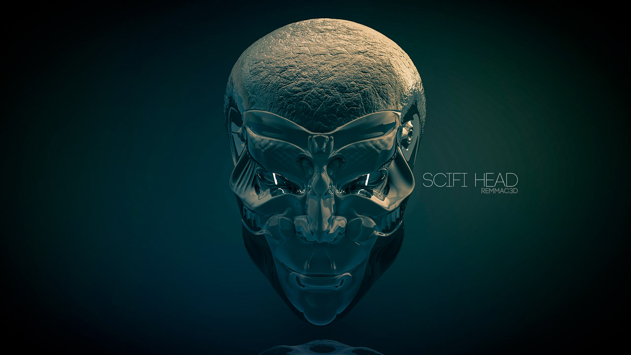 Free Cinema 4D 3D Model Sci Fi Head Sculpt