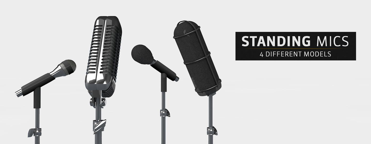 Standing-Microphone-Mics-C4D-Models