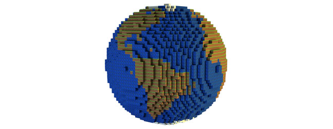 Minecraft-PixelArt-Globe-C4D-3D-Model