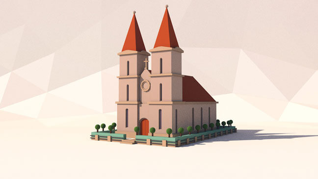 maxon-cinema4d-c4d-3d-model-low-poly-church