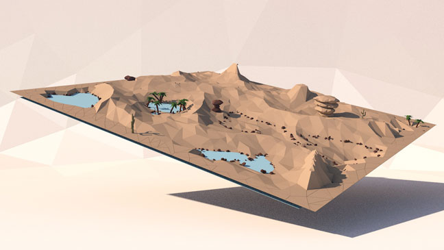 maxon-cinema4d-c4d-3d-model-low-poly-desert-landscapes