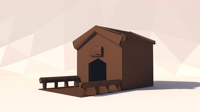 maxon-cinema4d-c4d-3d-model-low-poly-dog-house