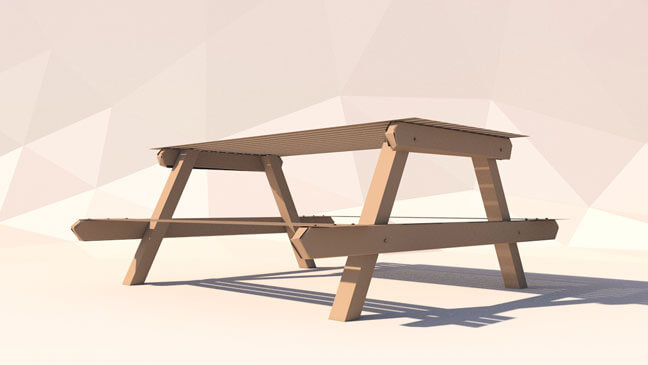 maxon-cinema4d-c4d-3d-model-low-poly-picnic-bench