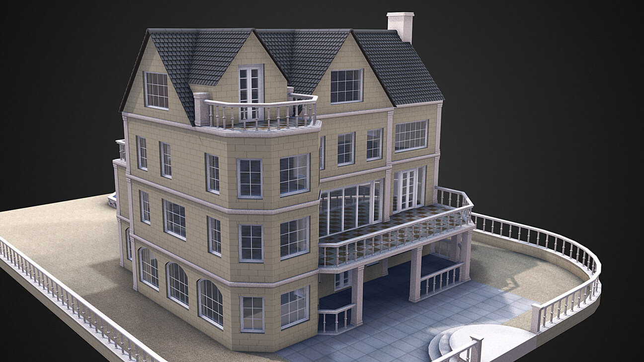Free C4D 3D Model Mansion House The Pixel Lab