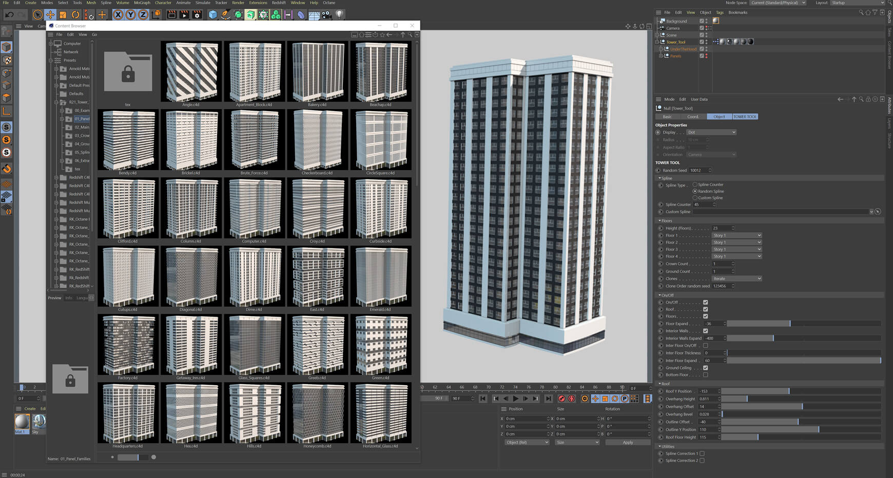 Cinema 4D Tower Tool City Building Skyscraper Generator