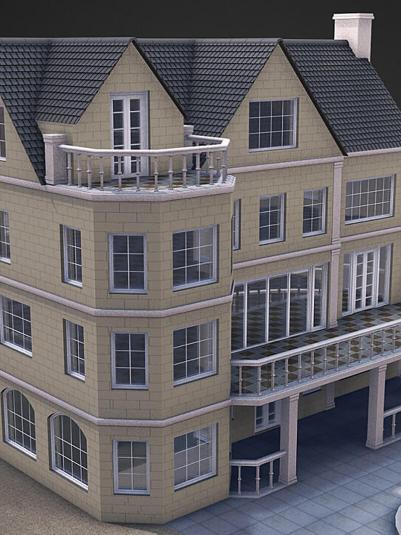 Free Cinema 4D 3D Model House Mansion