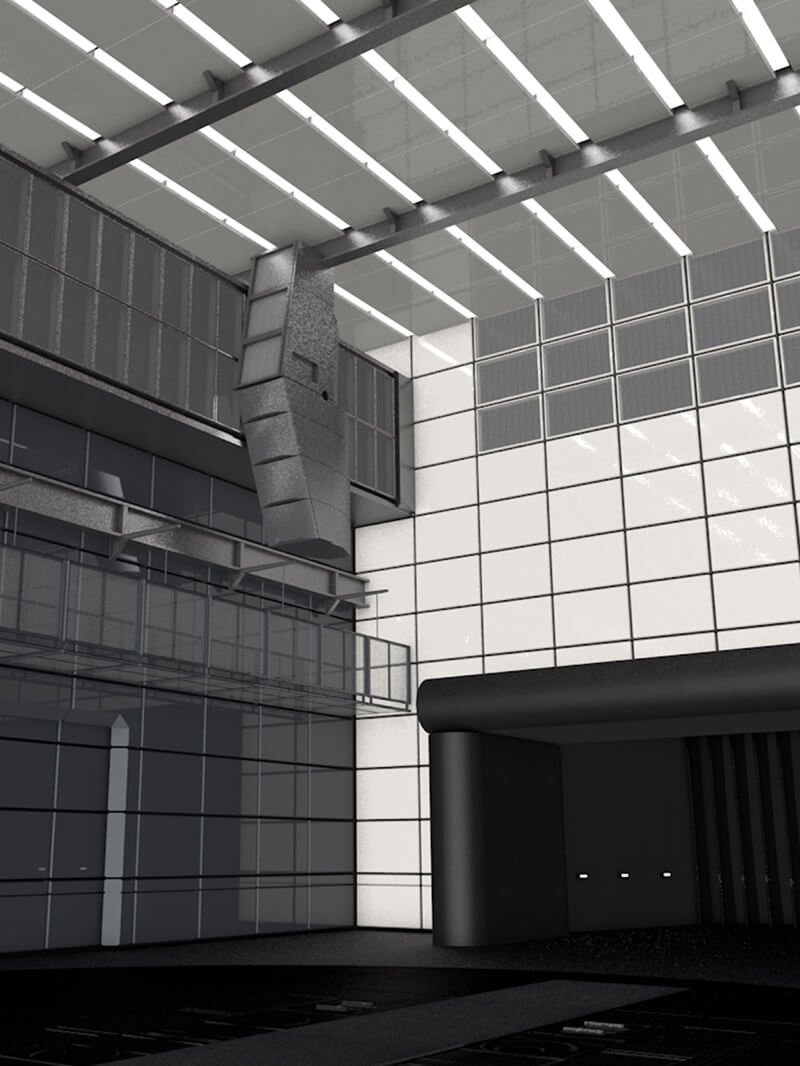 Free Cinema 4D 3D Model Interior Wind Tunnel Architecture