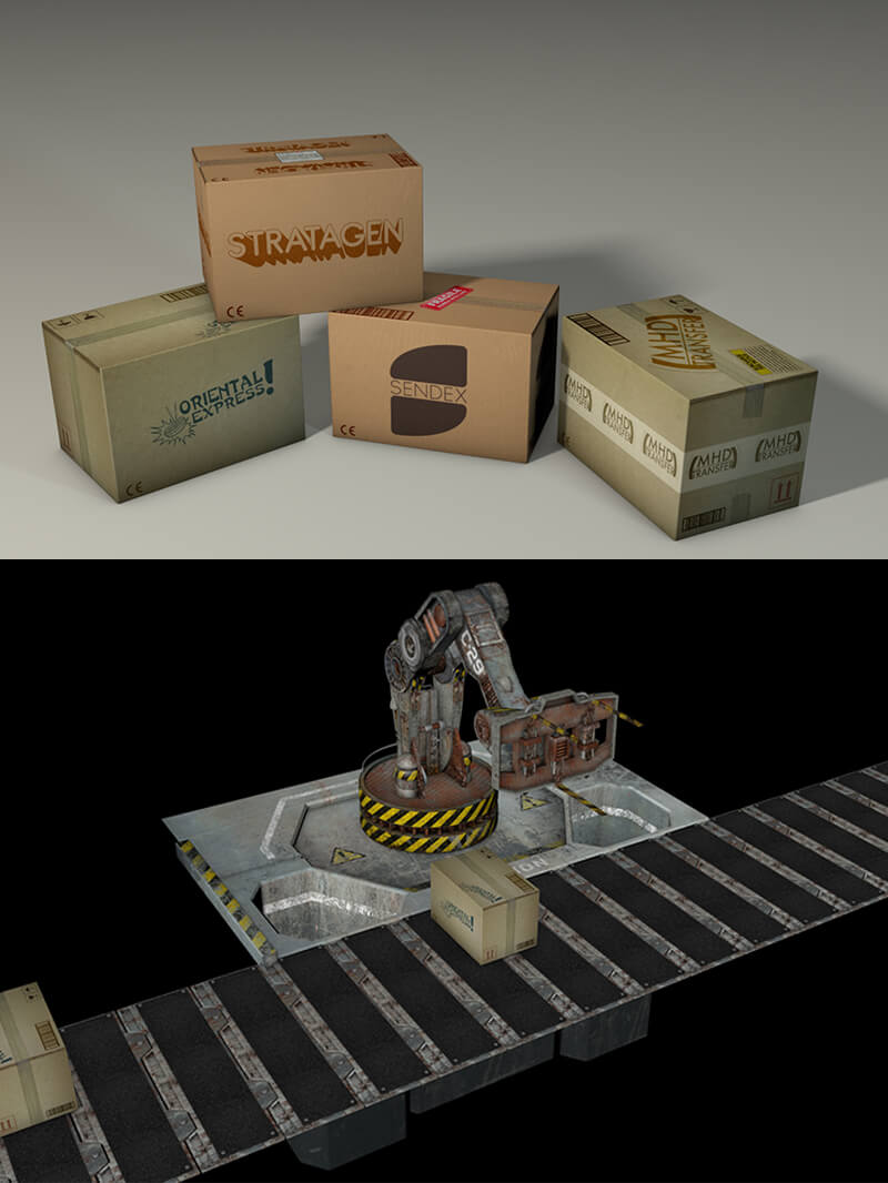 Free Cinema 4D 3D Boxes Model