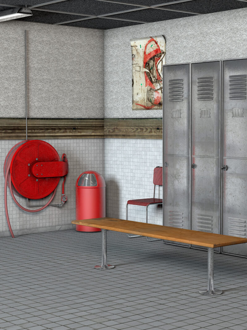 Free Cinema 4D Locker Room Model Scene