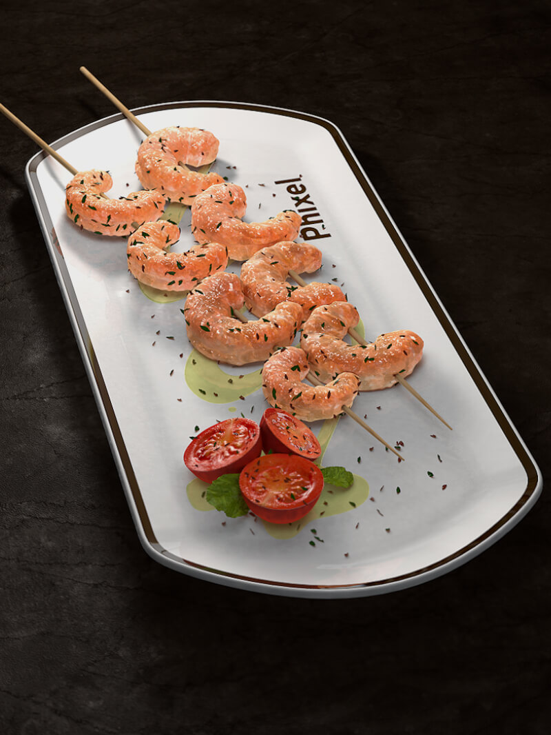 Free Cinema 4D 3D Model Shrimp Plate