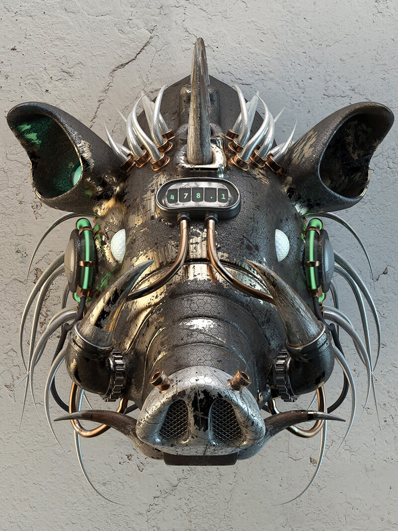 Free Cinema 4D 3D Model Boar head