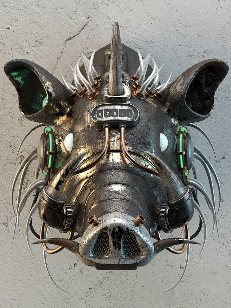 Free Cinema 4D 3D Model Boar head