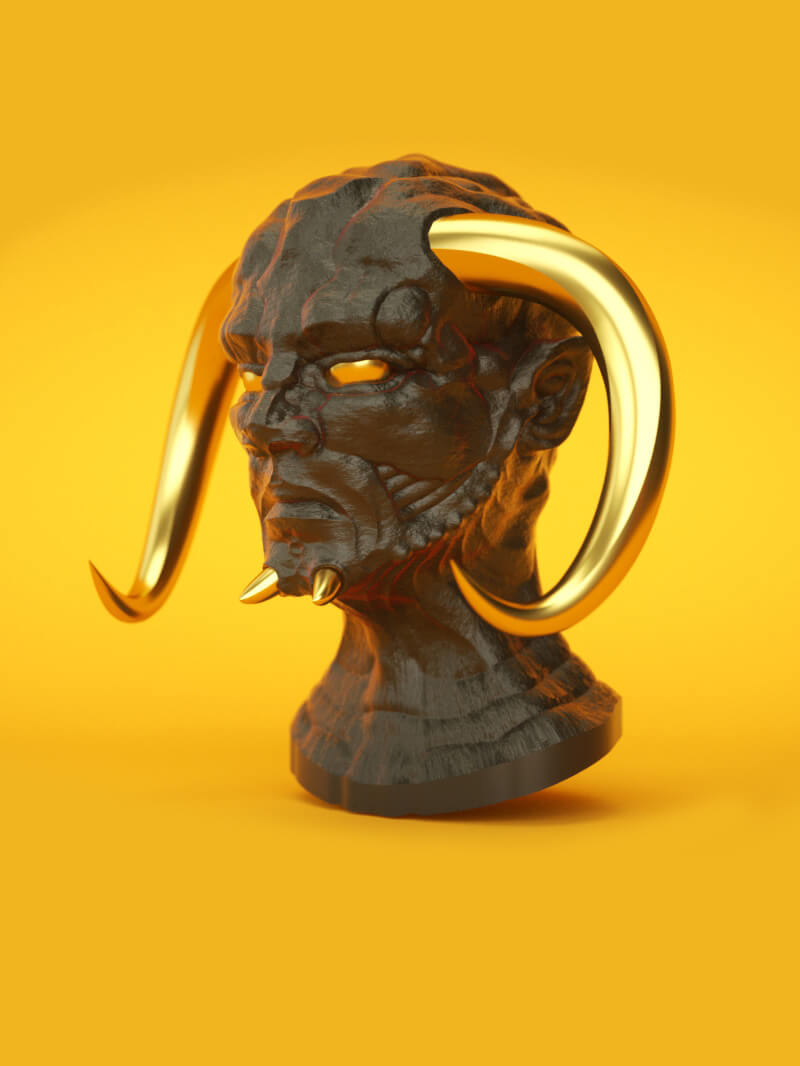 Cinema 4D 3D Model Underworld Bust Sculpt
