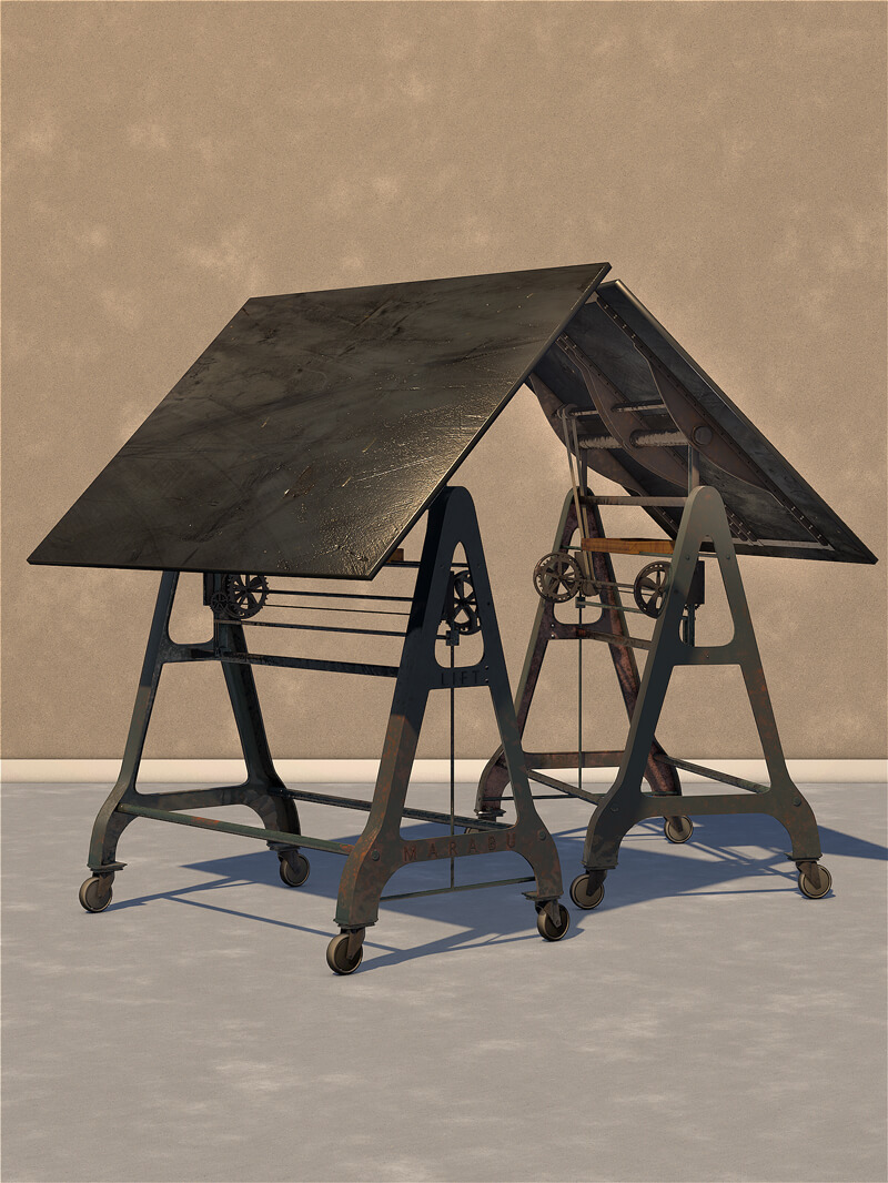 Free Cinema 4D 3D Model Architectural Drafting Drawing Board