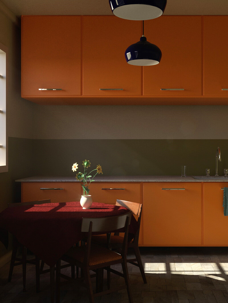 Free Cinema 4D 3D Model Kitchen Scene Interior