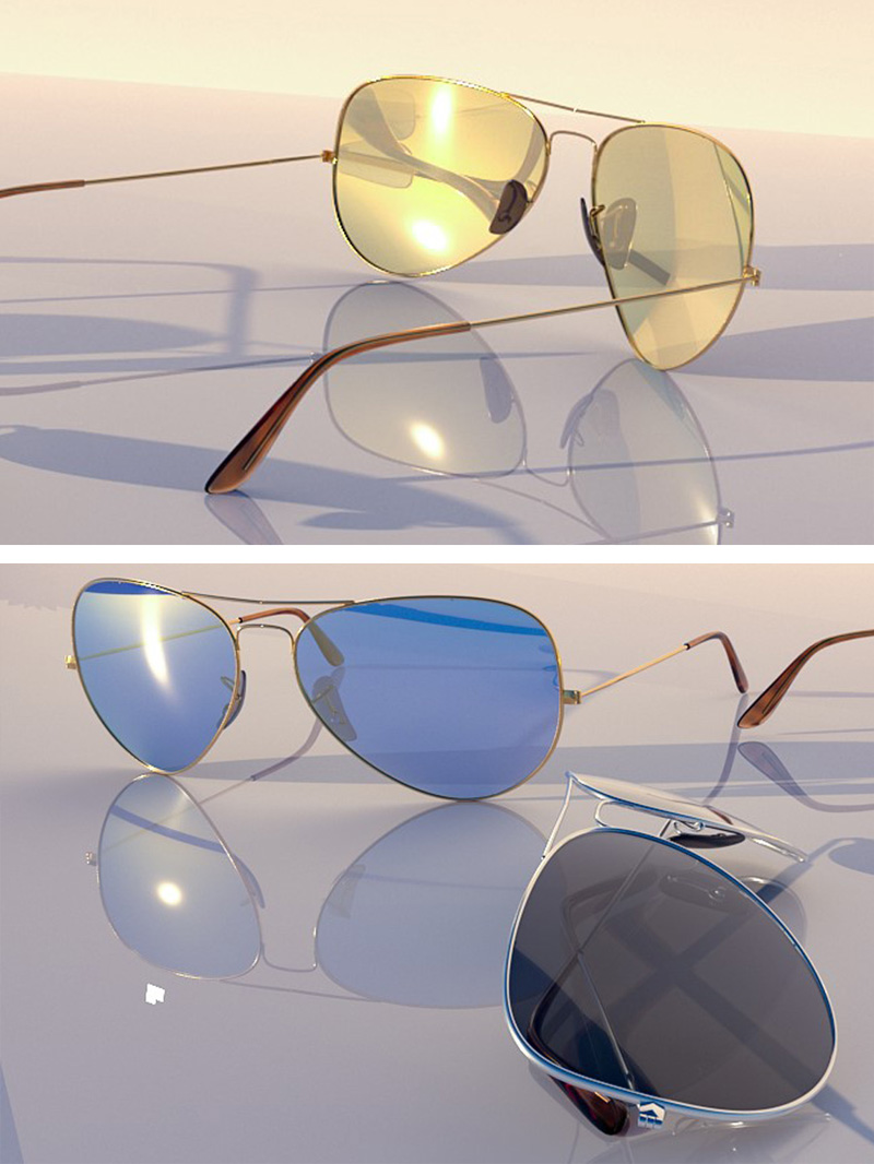 Free Cinema 4D 3D Model Aviator Sunglasses Shades