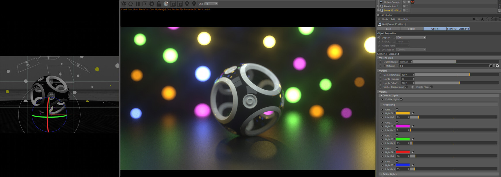 Octane Lighting Essentials for Cinema 4D Disco Studio Scene