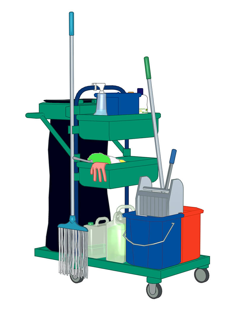 Free Cinema 4D 3D Model Sketch and Toon Cleaning Cart Model