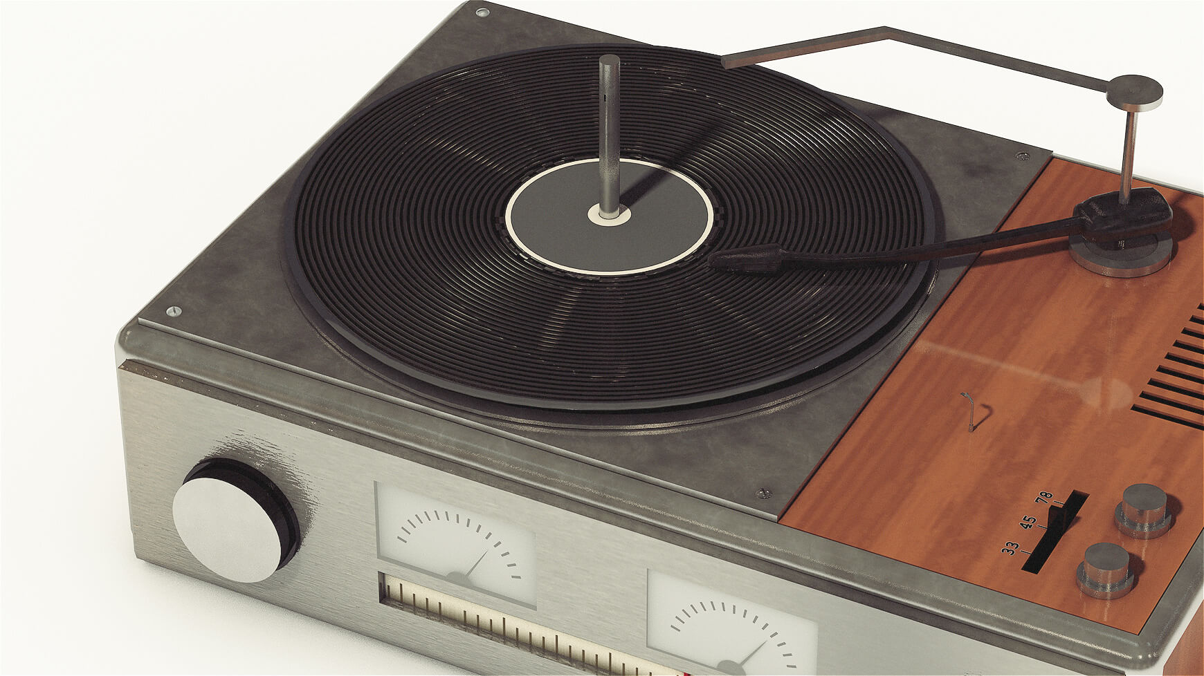 Free Cinema 4D 3D Model Record Player Vintage Turntable