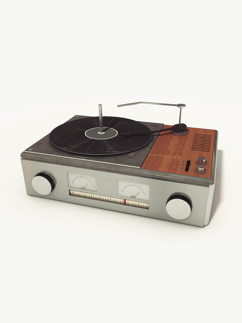 Free Cinema 4D 3D Model Record Player Vintage Turntable