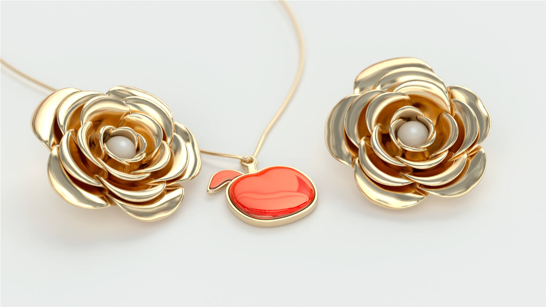 Free Cinema 4D 3D Model Jewelry Broach and Necklace