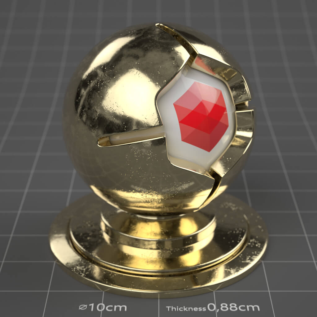 06_RS_Brass_Polished_Damaged_Slight_4K_Redshift_Cinema_4D_Material