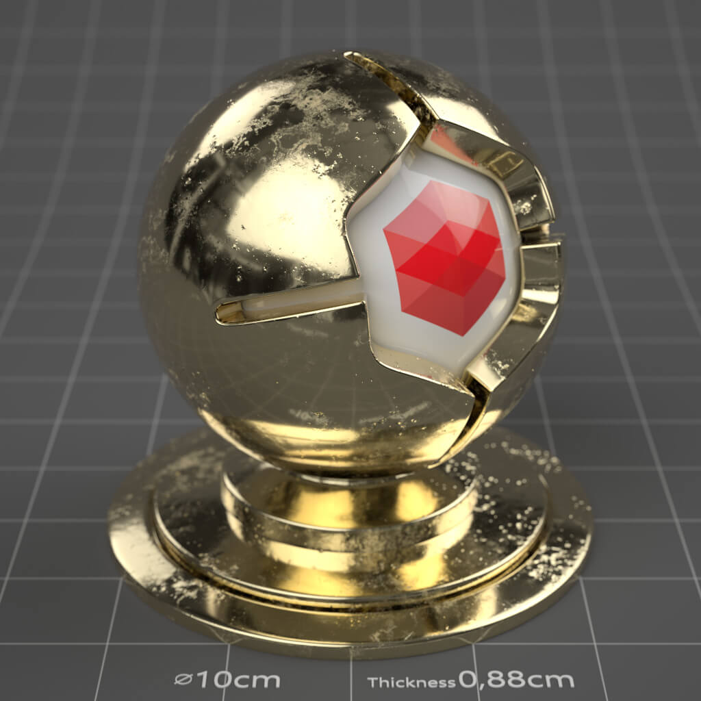 07_RS_Brass_Polished_Damaged_Moderate_4K_Redshift_Cinema_4D_Material