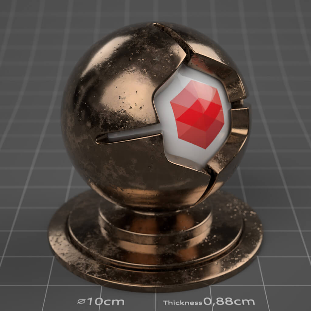 07_RS_Bronze_Polished_Damaged_Moderate_4K_Redshift_Cinema_4D_Material