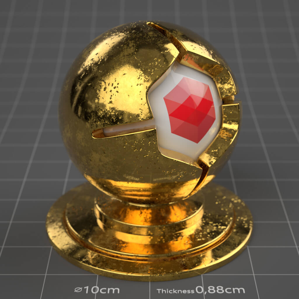 07_RS_Gold_Polished_Damaged_Moderate_4K_Redshift_Cinema_4D_Material