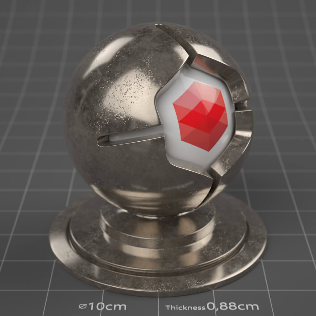 07_RS_Platinum_Polished_Damaged_Moderate_4K_Redshift_Cinema_4D_Material