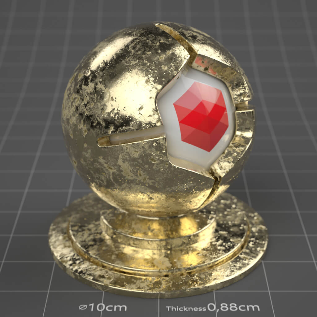 08_RS_Brass_Polished_Damaged_Heavy_4K_Redshift_Cinema_4D_Material