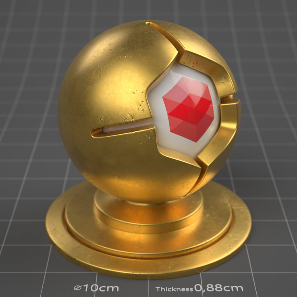 13_RS_Gold_Natural_Damaged_Slight_4K_Redshift_Cinema_4D_Material