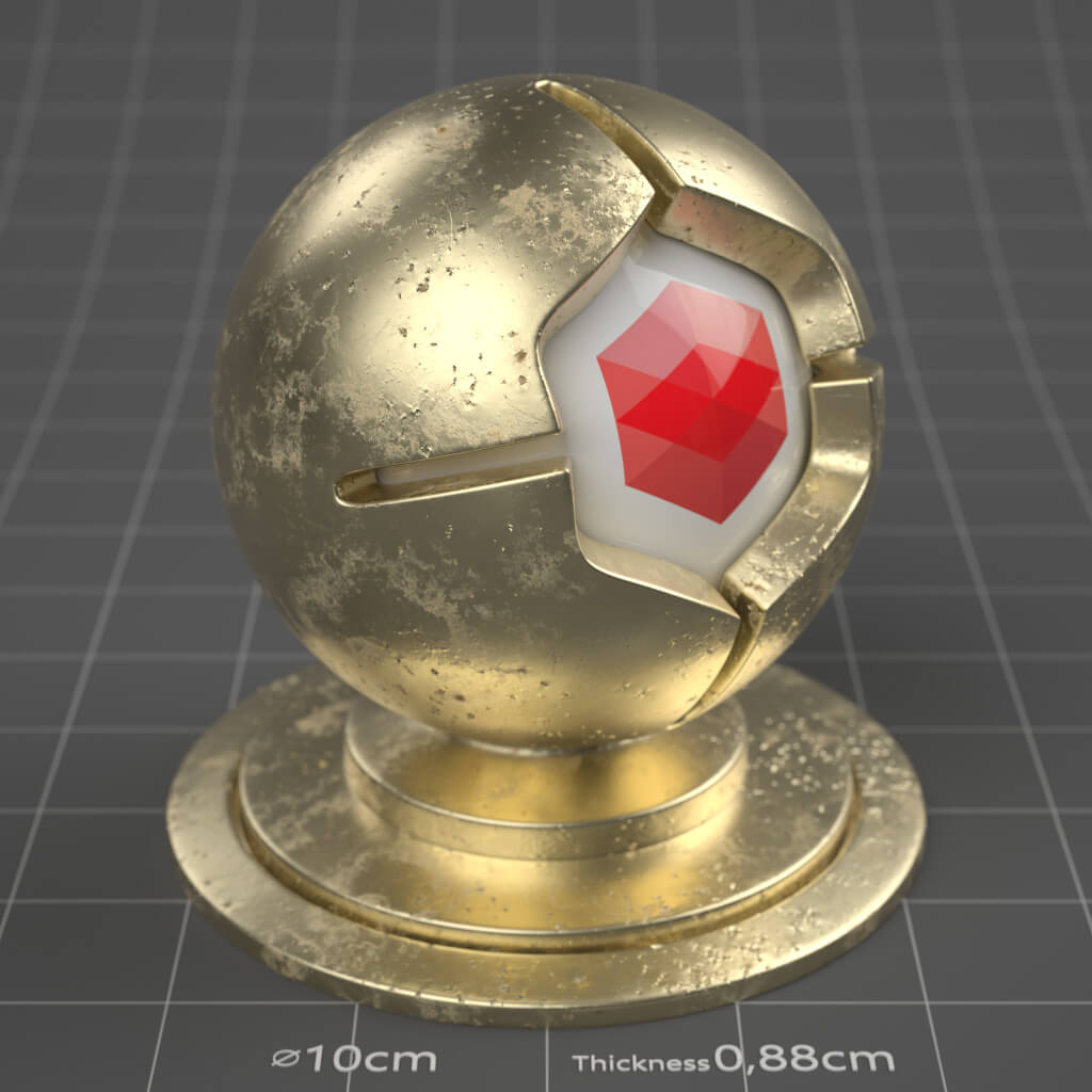 14_RS_Brass_Natural_Damaged_Moderate_4K_Redshift_Cinema_4D_Material