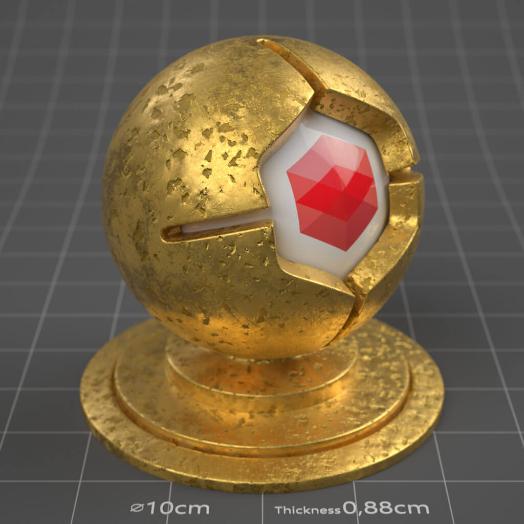 15_RS_Gold_Natural_Damaged_Heavy_4K_Redshift_Cinema_4D_Material