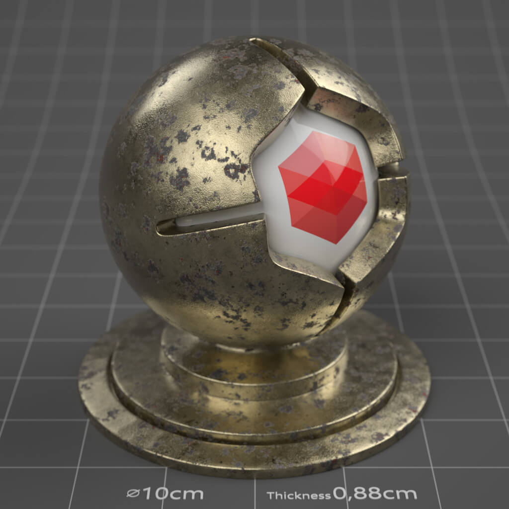 21_RS_Brass_Corroded_Dark_Moderate_4K_Redshift_Cinema_4D_Material