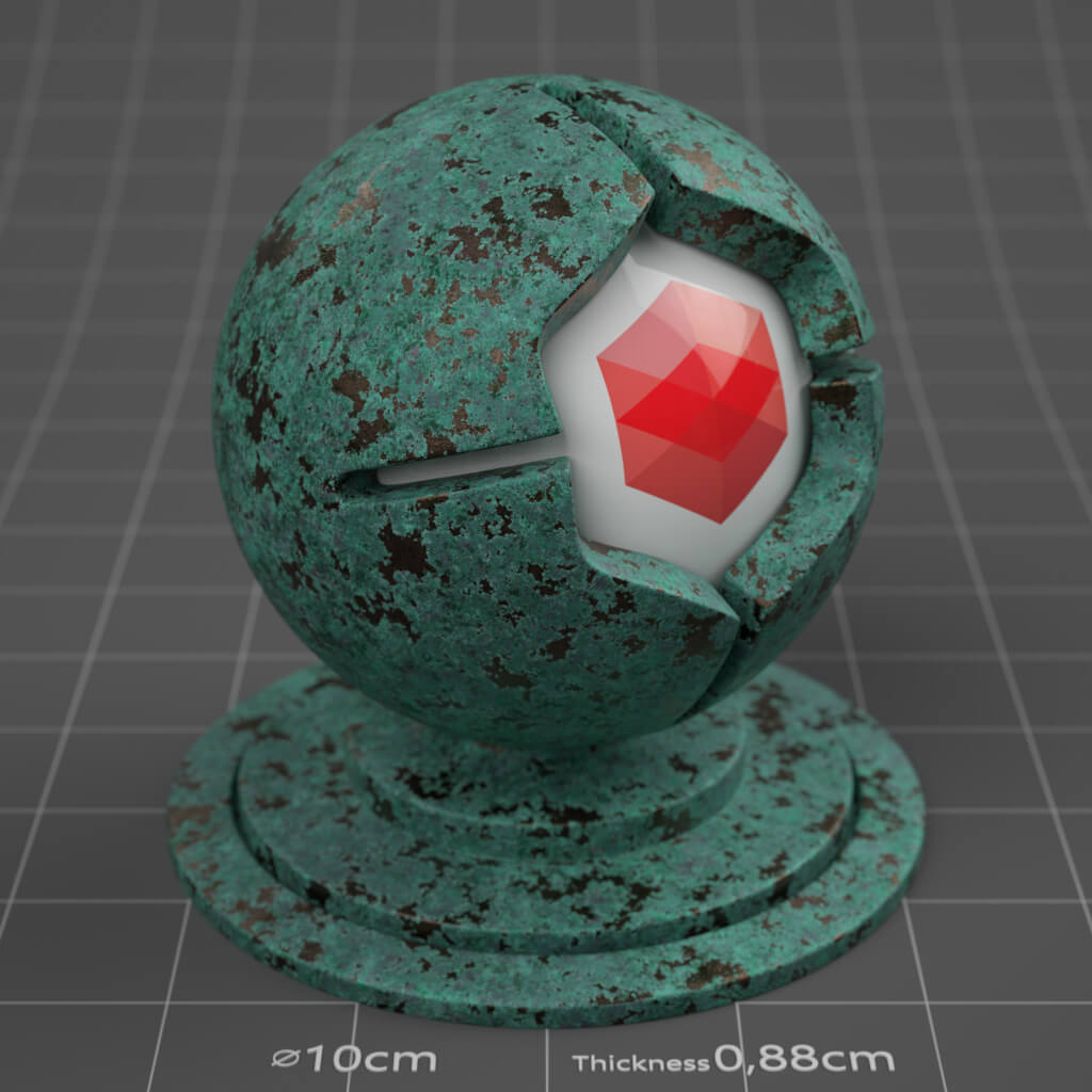 22_RS_Bronze_Corroded_Green_Heavy_4K_Redshift_Cinema_4D_Material