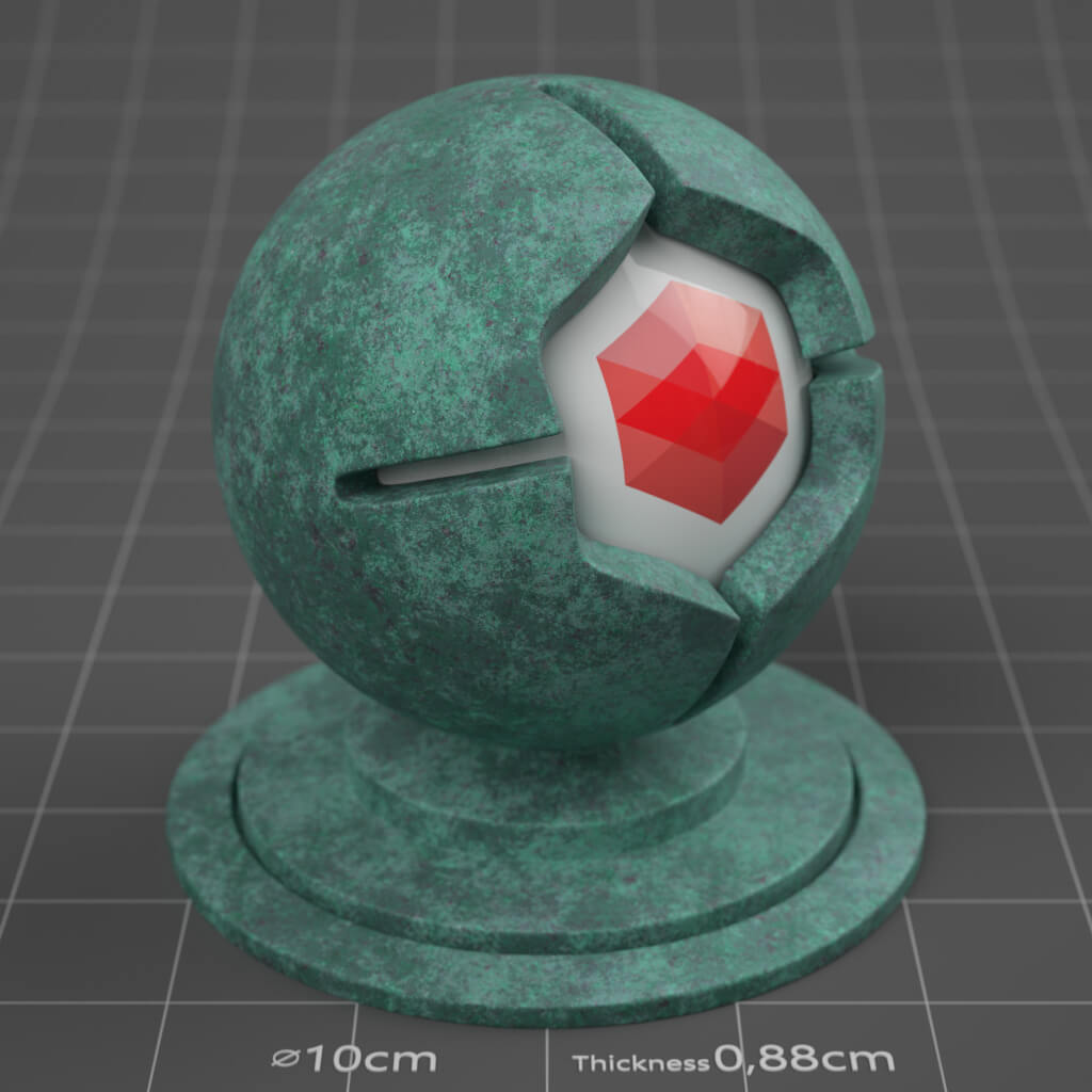 23_RS_Bronze_Corroded_Green_Full_4K_Redshift_Cinema_4D_Material
