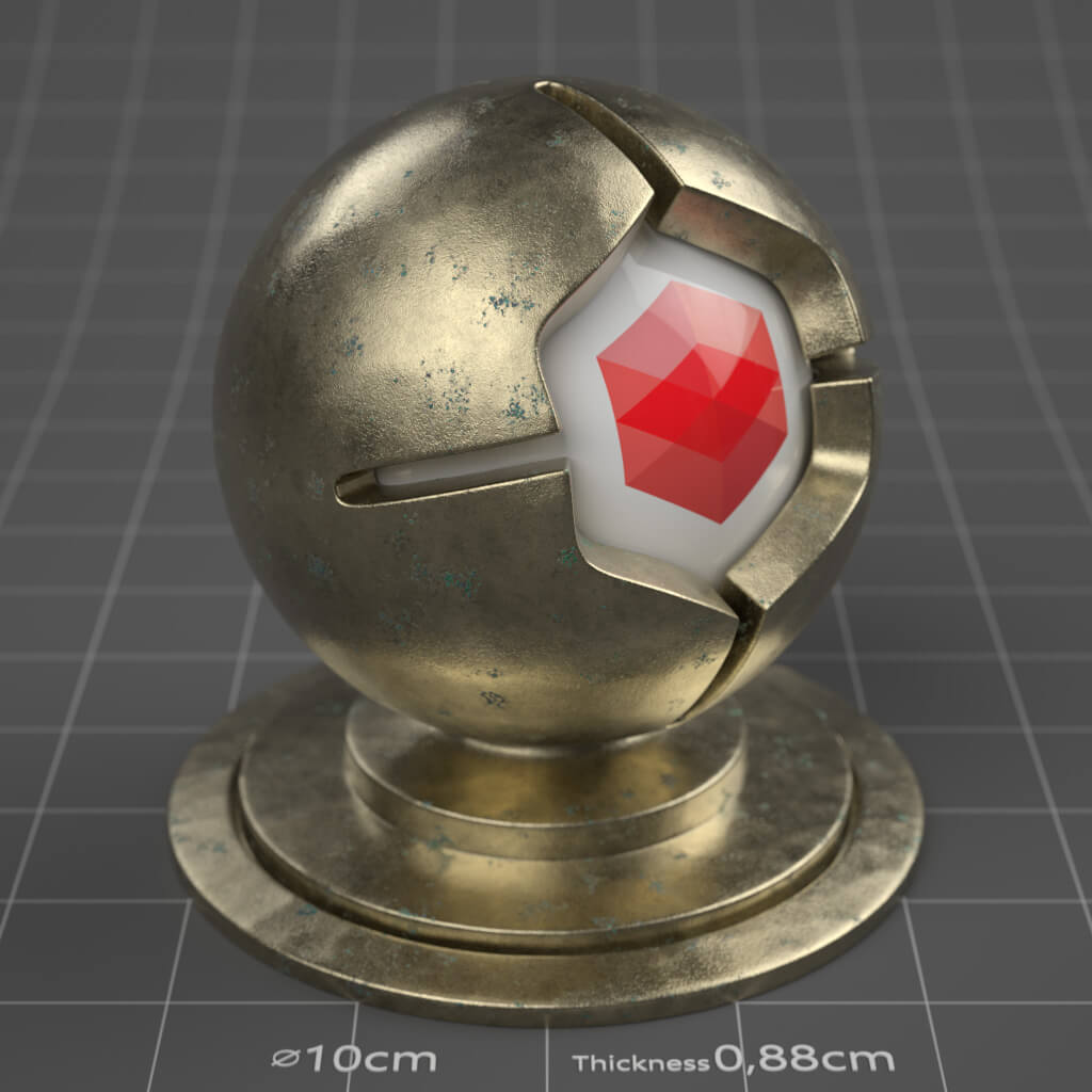 24_RS_Brass_Corroded_Green_Slight_4K_Redshift_Cinema_4D_Material