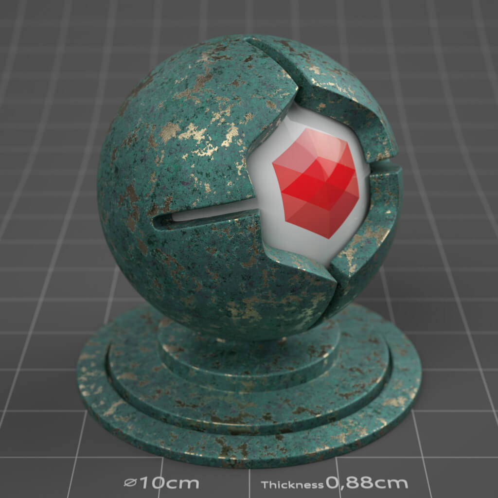 26_RS_Brass_Corroded_Green_Heavy_4K_Redshift_Cinema_4D_Material