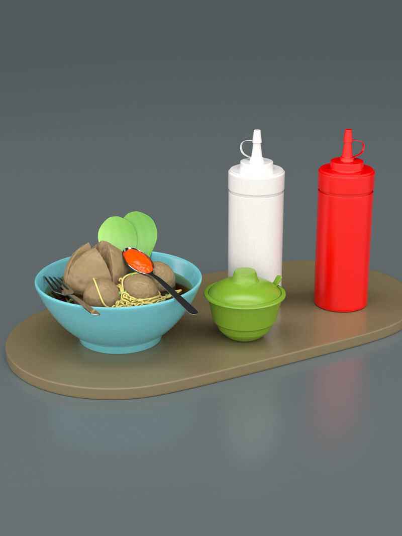 Cinema 4D Indonesian Meatball Model Food