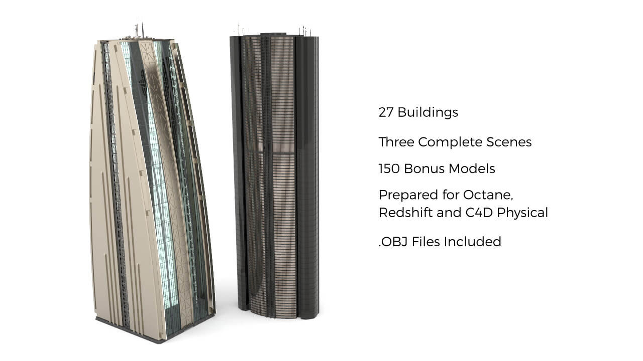 Modern Cityscape Collection Cinema 4D Octane Redshift Building Kitbash Skyscraper