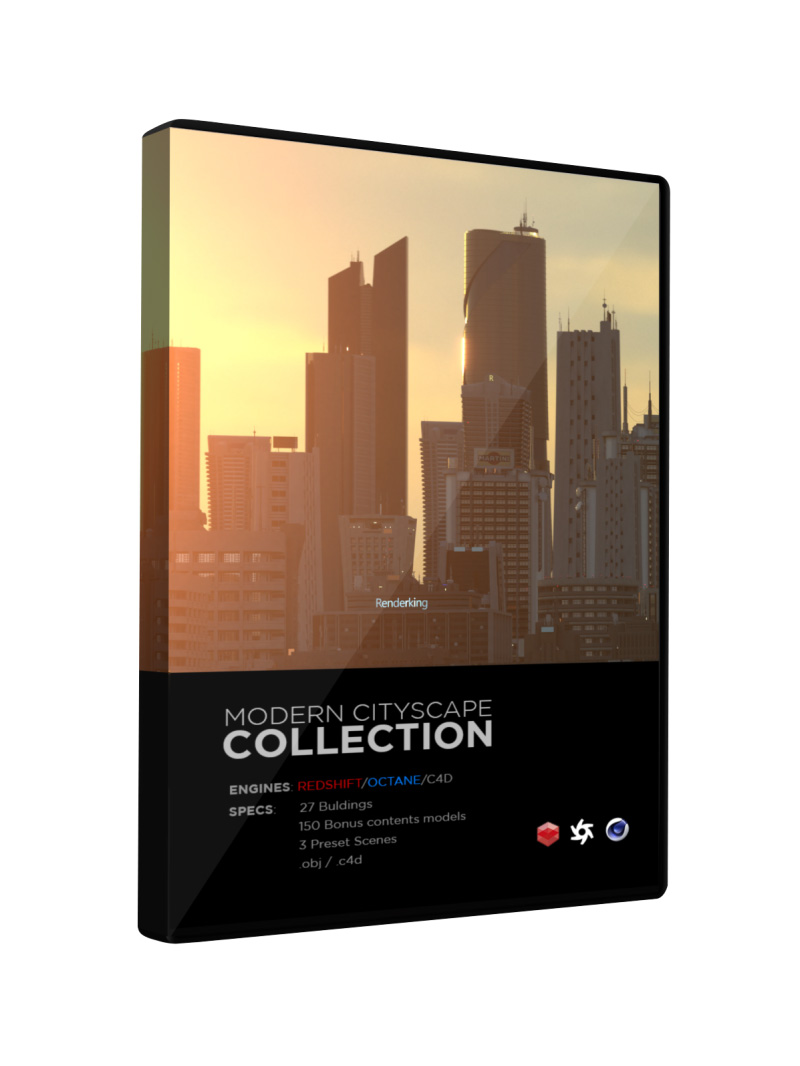 Modern Cityscape Collection Cinema 4D Octane Redshift Building Kitbash Skyscraper