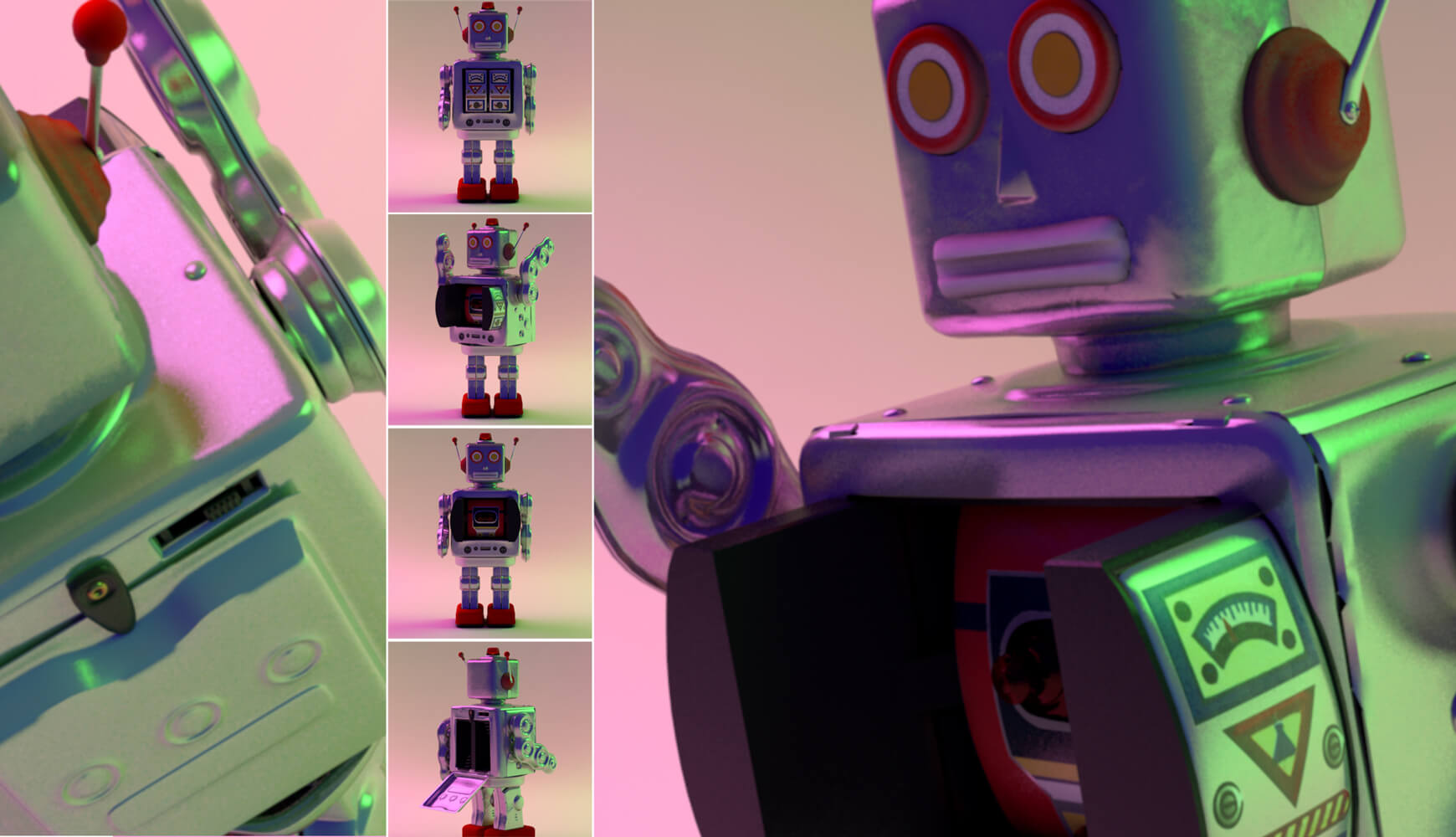 Free Cinema 4D 3D Model Electron Cell Tin Robot Toy