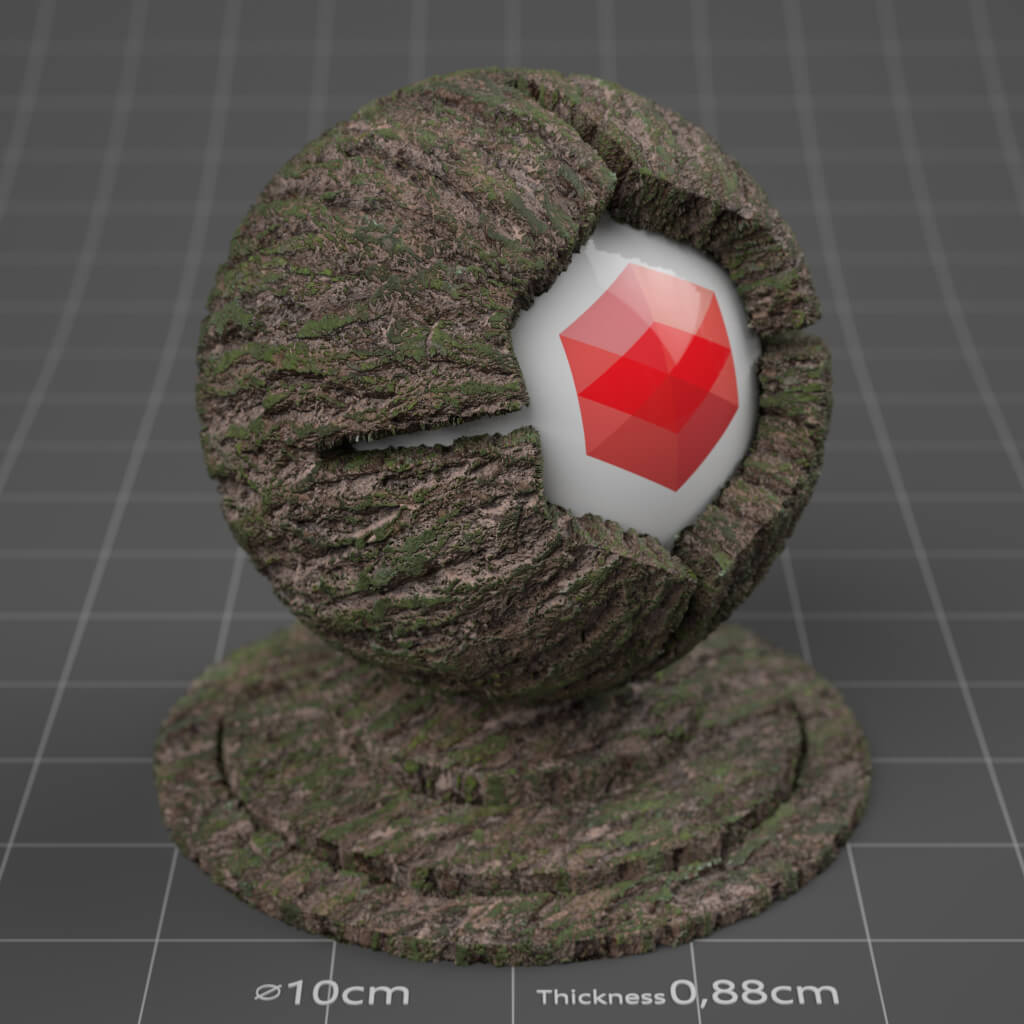 02_RS_Oak_Bark_01_Mossy_4K_Cinema_4D_Material_Wood