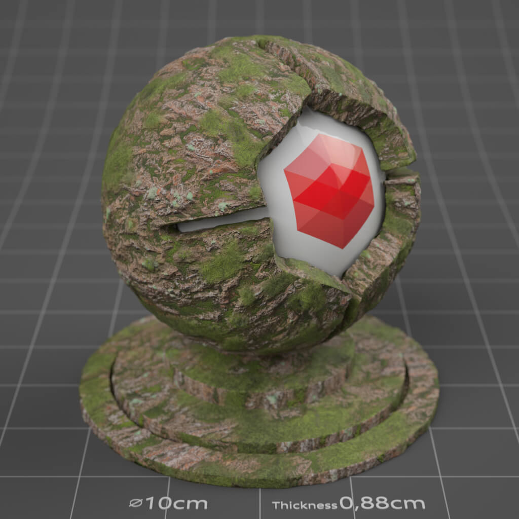 02_RS_Red_Pine_Bark_01_Mossy_4K_Cinema_4D_Material_Wood
