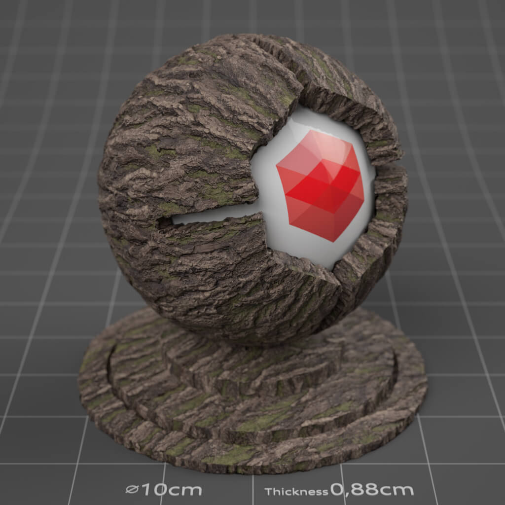 06_RS_Oak_Bark_03_Mossy_4K_Cinema_4D_Material_Wood