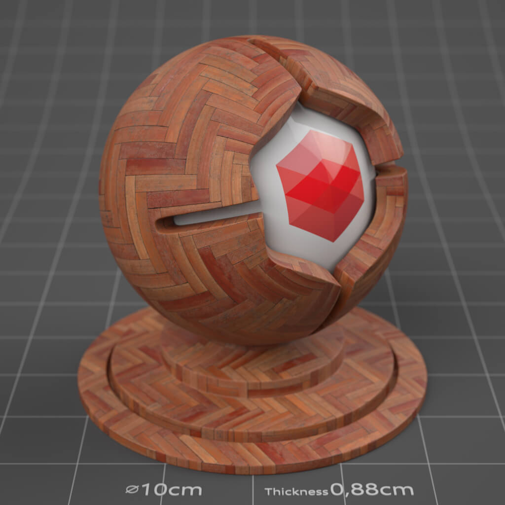 16_RS_American_Cherry_Parquet_Herringbone_Worn_4K_Cinema_4D_Material_Wood
